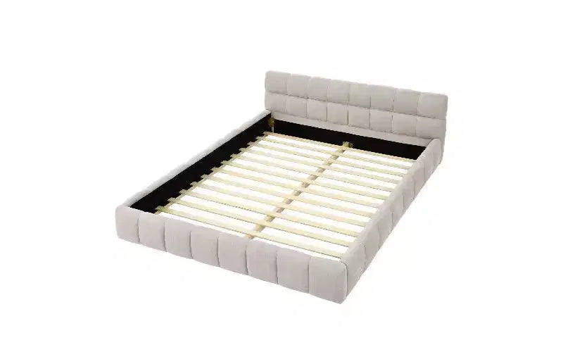TUYOHW Cadre de lit plateforme rembourré, lit en tissu chenille avec tête de lit, cadre de lit queen size moderne avec cadre solide pour chambre à coucher