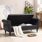 Banc de Rangement TUYOHW 63 avec Boutons Touffetés et Oreiller en Velours, Banc de Lit avec Pieds en Bois, Banc d'Entrée pour Salon, Chambre à Coucher