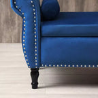 Banc de Rangement TUYOHW 63 avec Boutons Touffetés et Oreiller en Velours, Banc de Lit avec Pieds en Bois, Banc d'Entrée pour Salon, Chambre à Coucher