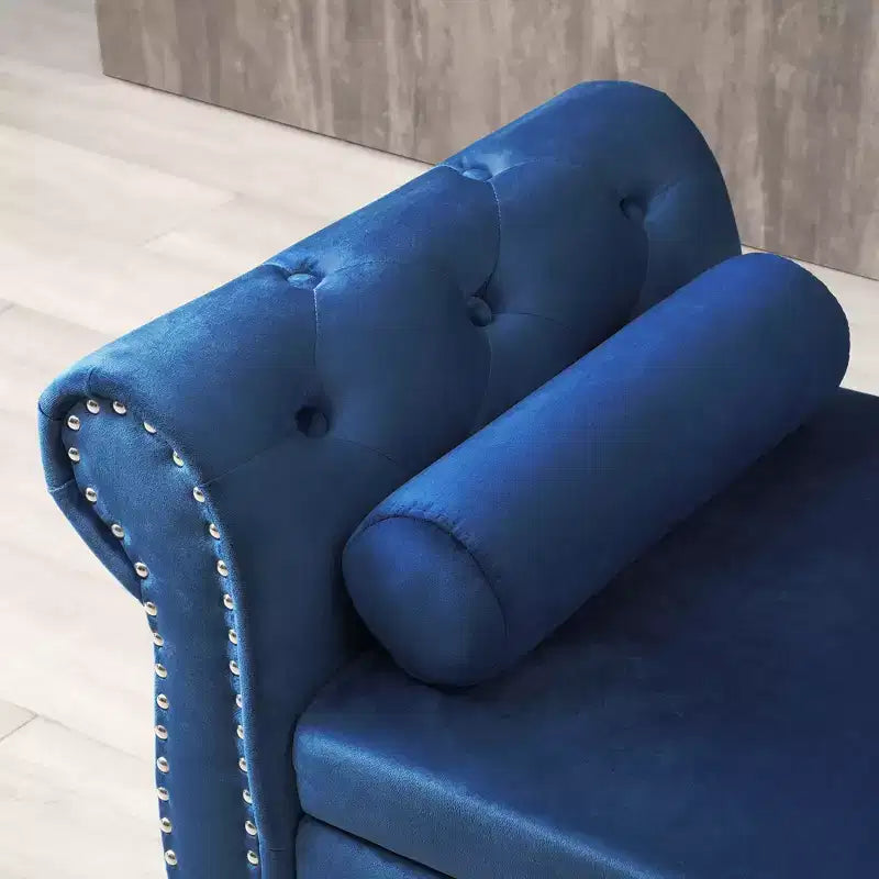 Banc de Rangement TUYOHW 63 avec Boutons Touffetés et Oreiller en Velours, Banc de Lit avec Pieds en Bois, Banc d'Entrée pour Salon, Chambre à Coucher