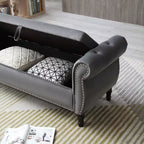 Banc de Rangement TUYOHW 63 avec Boutons Touffetés et Oreiller en Velours, Banc de Lit avec Pieds en Bois, Banc d'Entrée pour Salon, Chambre à Coucher