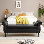 Banc de Rangement TUYOHW 63 avec Boutons Touffetés et Oreiller en Velours, Banc de Lit avec Pieds en Bois, Banc d'Entrée pour Salon, Chambre à Coucher