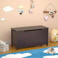 Kids Wooden Toy Box Storage with Safety Hinged Lid for Ages 2+ (Coffee)