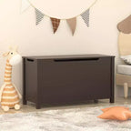 Coffre à jouets en bois pour enfants avec couvercle à charnière sécurisé, pour les 2 ans et plus (café)