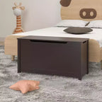 Coffre à jouets en bois pour enfants avec couvercle à charnière sécurisé, pour les 2 ans et plus (café)