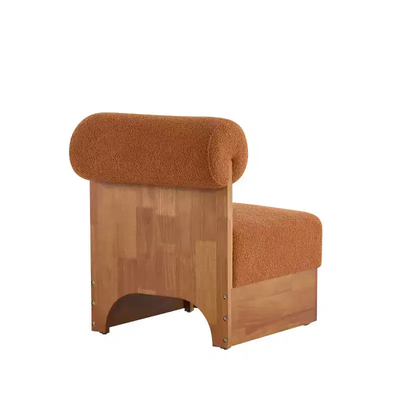 Fauteuil d'appoint moderne en tissu bouclé avec dossier roulé et cadre en bois massif pour salon, chambre ou bureau - Panipeachy