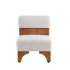Fauteuil d'appoint moderne en tissu bouclé avec dossier roulé et cadre en bois massif pour salon, chambre ou bureau - Panipeachy