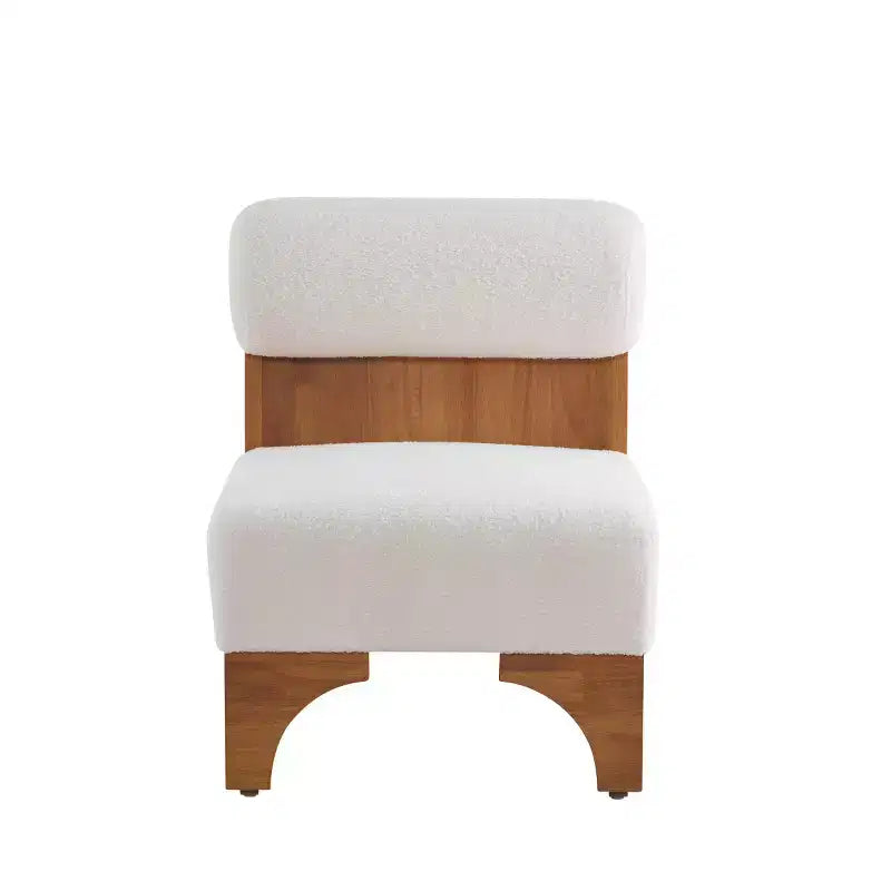 Fauteuil d'appoint moderne en tissu bouclé avec dossier roulé et cadre en bois massif pour salon, chambre ou bureau - Panipeachy