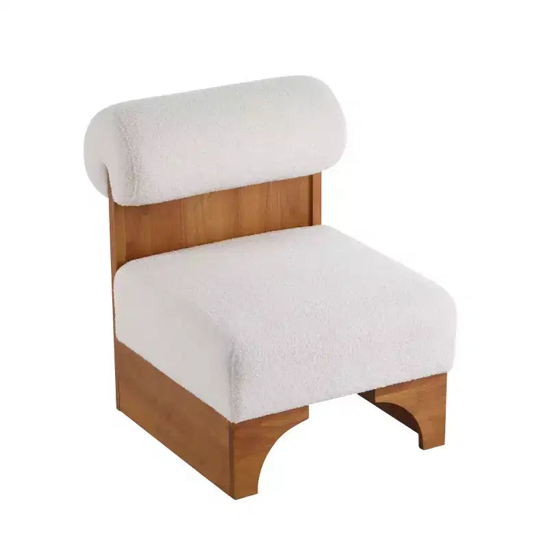 Fauteuil d'appoint moderne en tissu bouclé avec dossier roulé et cadre en bois massif pour salon, chambre ou bureau - Panipeachy