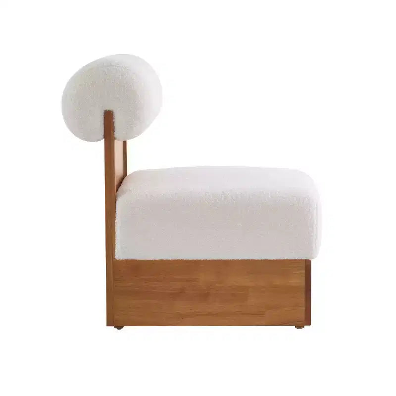 Fauteuil d'appoint moderne en tissu bouclé avec dossier roulé et cadre en bois massif pour salon, chambre ou bureau - Panipeachy