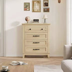 Commode haute à 4 tiroirs de 34,8 pouces, commode de rangement verticale autoportante pour chambre et salon