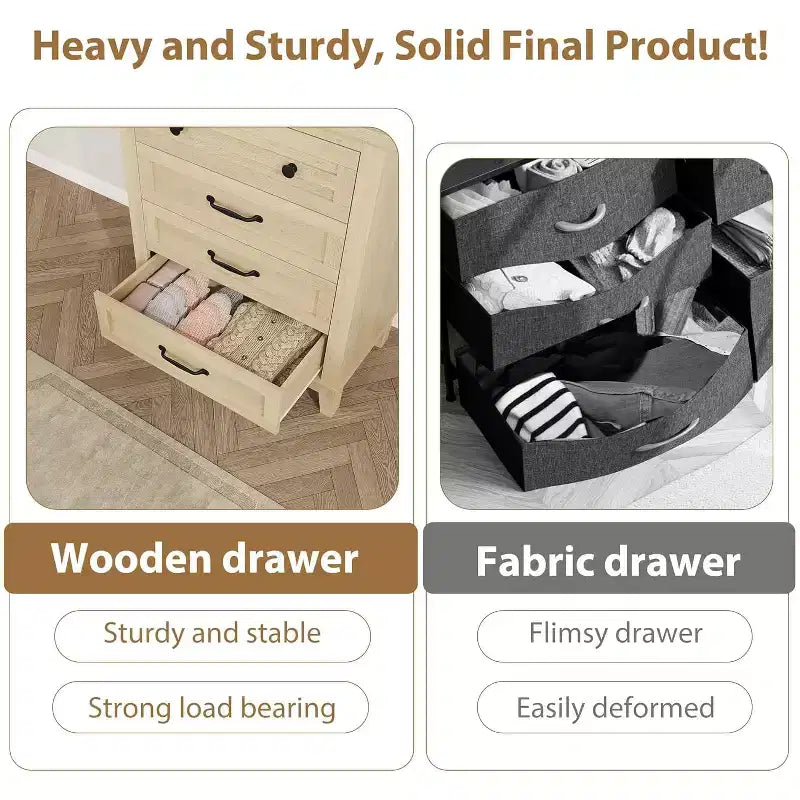 Commode haute à 4 tiroirs de 34,8 pouces, commode de rangement verticale autoportante pour chambre et salon