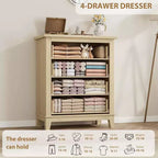 Commode haute à 4 tiroirs de 34,8 pouces, commode de rangement verticale autoportante pour chambre et salon