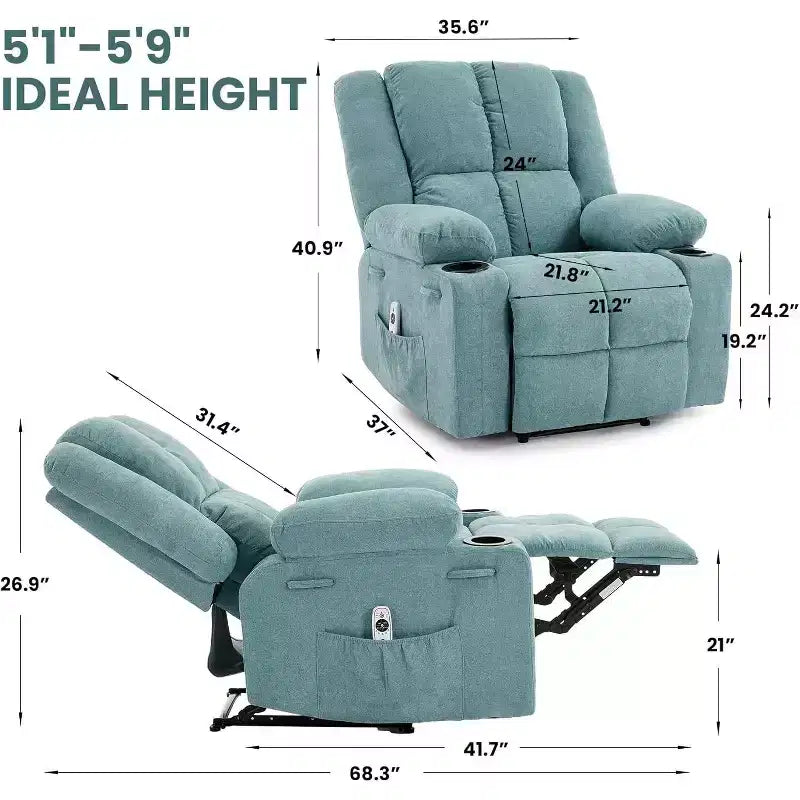 Fauteuil inclinable de massage surdimensionné Acekool, canapé simple ergonomique avec vibration, repose-pieds, pour le salon