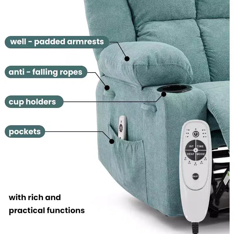 Fauteuil inclinable de massage surdimensionné Acekool, canapé simple ergonomique avec vibration, repose-pieds, pour le salon