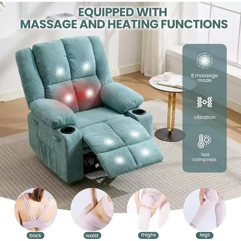 Fauteuil inclinable de massage surdimensionné Acekool, canapé simple ergonomique avec vibration, repose-pieds, pour le salon