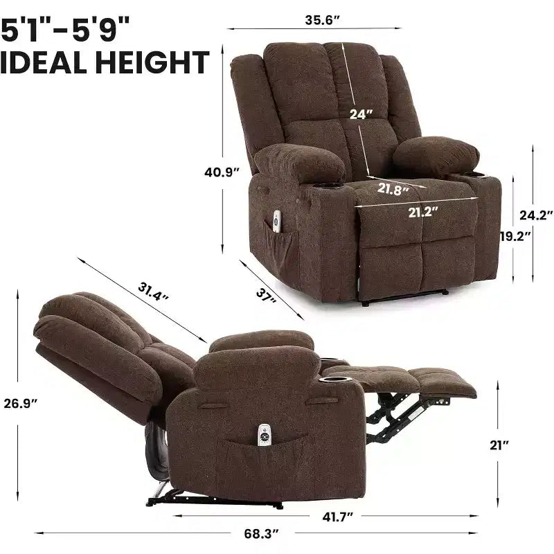 Fauteuil inclinable de massage surdimensionné Acekool, canapé simple ergonomique avec vibration, repose-pieds, pour le salon