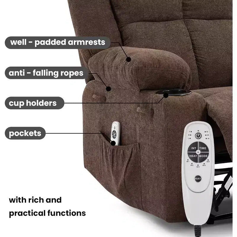 Fauteuil inclinable de massage surdimensionné Acekool, canapé simple ergonomique avec vibration, repose-pieds, pour le salon