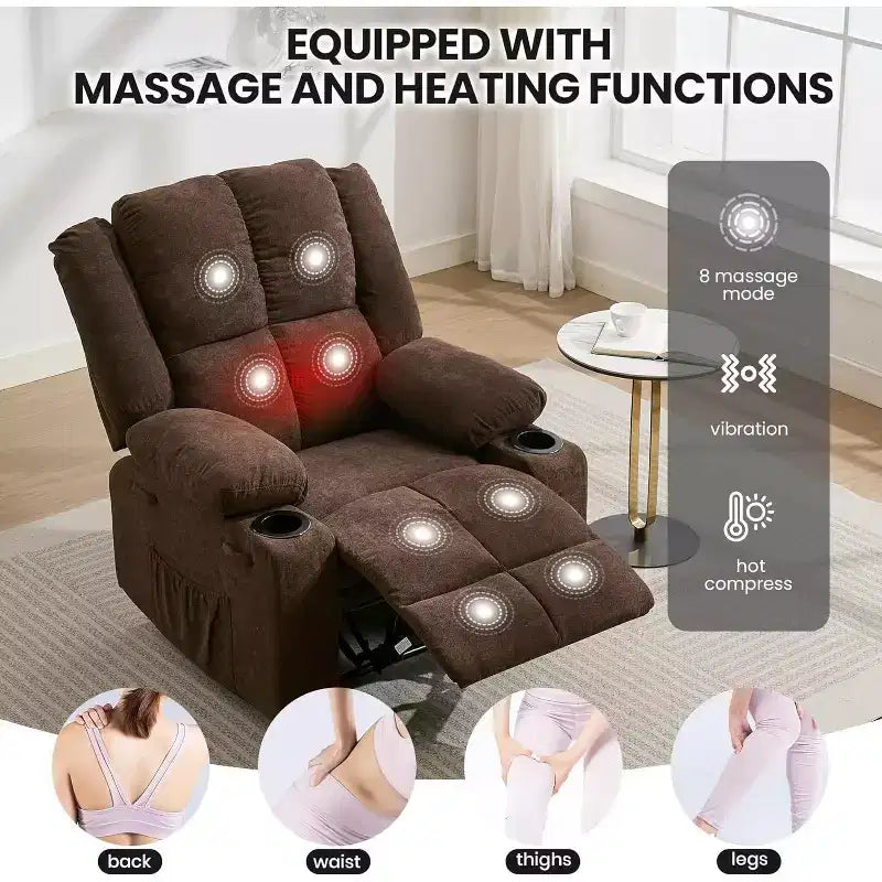 Fauteuil inclinable de massage surdimensionné Acekool, canapé simple ergonomique avec vibration, repose-pieds, pour le salon