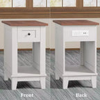 COZONY Lot de 2 tables d'appoint étroites, tables de chevet en bois de style ferme avec tiroir de rangement et étagère, pour salon et chambre à coucher
