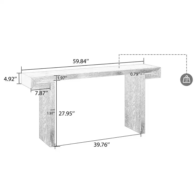 TUYOHW 60IN Table Console Rustique de Ferme, Table d'entrée Étroite avec Finition Bois Vieilli, Table d'Appoint pour Canapé, Salon, Couloir