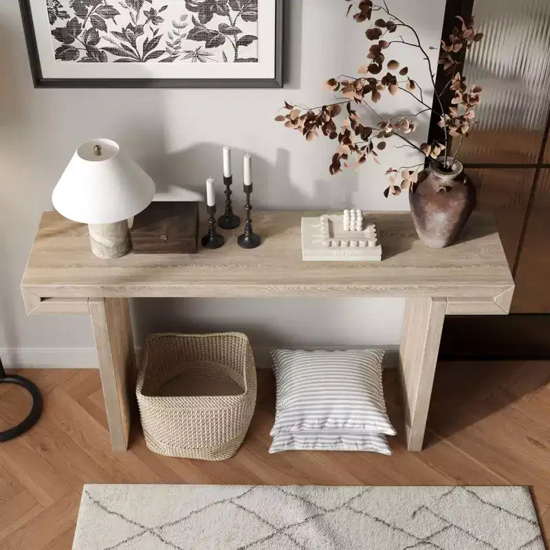 TUYOHW 60IN Table Console Rustique de Ferme, Table d'entrée Étroite avec Finition Bois Vieilli, Table d'Appoint pour Canapé, Salon, Couloir
