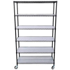VIYET 6 Tier 6000LBS NSF Metal Wire Shelving, Heavy Duty Adjustable Rack with Wheels & Shelf Liners (Black, 84H48L20D)