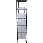 Étagère métallique VIYET à 6 niveaux, 6000 lb, certifiée NSF, robuste et réglable avec roulettes et tapis d'étagère (Noir, 84H48L20D)