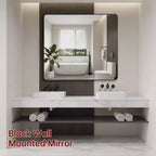 SUMERAIN Rectangle Bathroom Mirror, 40x36 Black Aluminum Framed Large Vanity Mirror with Tempered Glass
