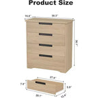 Commode à 4 tiroirs pour chambre à coucher, commode naturelle avec poignées encastrées, organisateur de commode en bois pour salon, chambre d'enfant, entrée