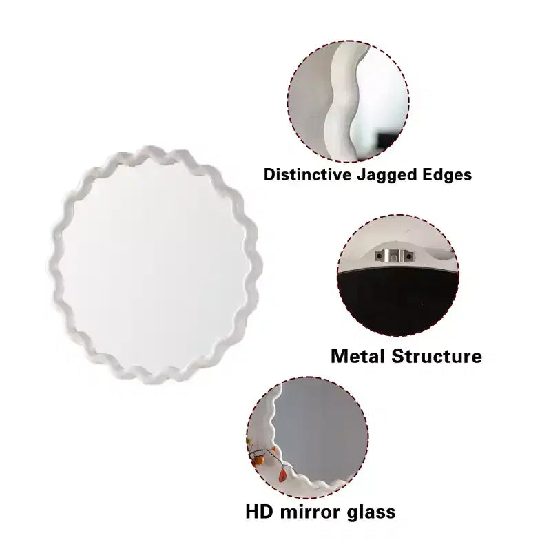 GDFStudio Ning Miroir Mural Rond à Bord Ondulé Moderne