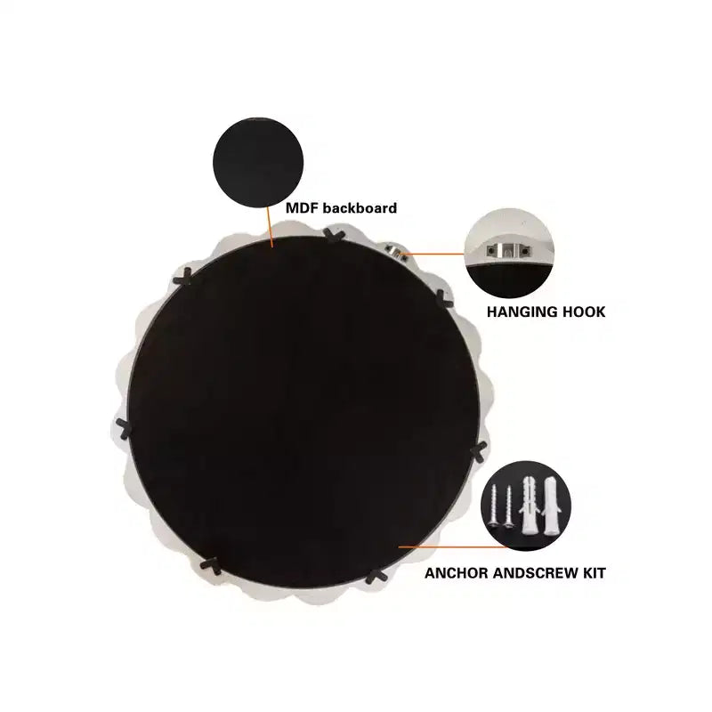 GDFStudio Ning Miroir Mural Rond à Bord Ondulé Moderne
