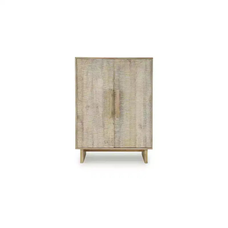 Meuble de rangement d'appoint Signature Design by Ashley Dallinbury avec portes sculptées, naturel et blanchi à la chaux
