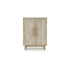 Meuble de rangement d'appoint Signature Design by Ashley Dallinbury avec portes sculptées, naturel et blanchi à la chaux