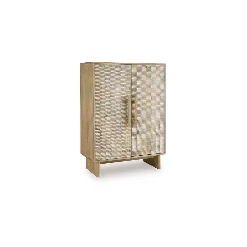 Meuble de rangement d'appoint Signature Design by Ashley Dallinbury avec portes sculptées, naturel et blanchi à la chaux