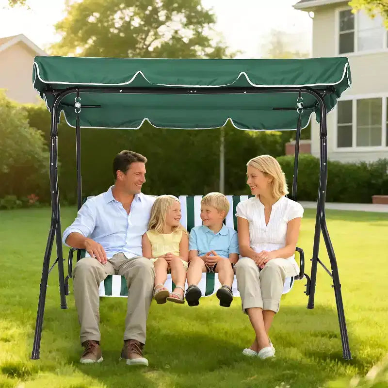 Balançoire de jardin 3 places GustoWave résistante aux intempéries avec auvent réglable, coussins épais et cadre en acier, pour terrasse/jardin/porche