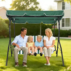 Balançoire de jardin 3 places GustoWave résistante aux intempéries avec auvent réglable, coussins épais et cadre en acier, pour terrasse/jardin/porche