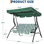Balançoire de jardin 3 places GustoWave résistante aux intempéries avec auvent réglable, coussins épais et cadre en acier, pour terrasse/jardin/porche