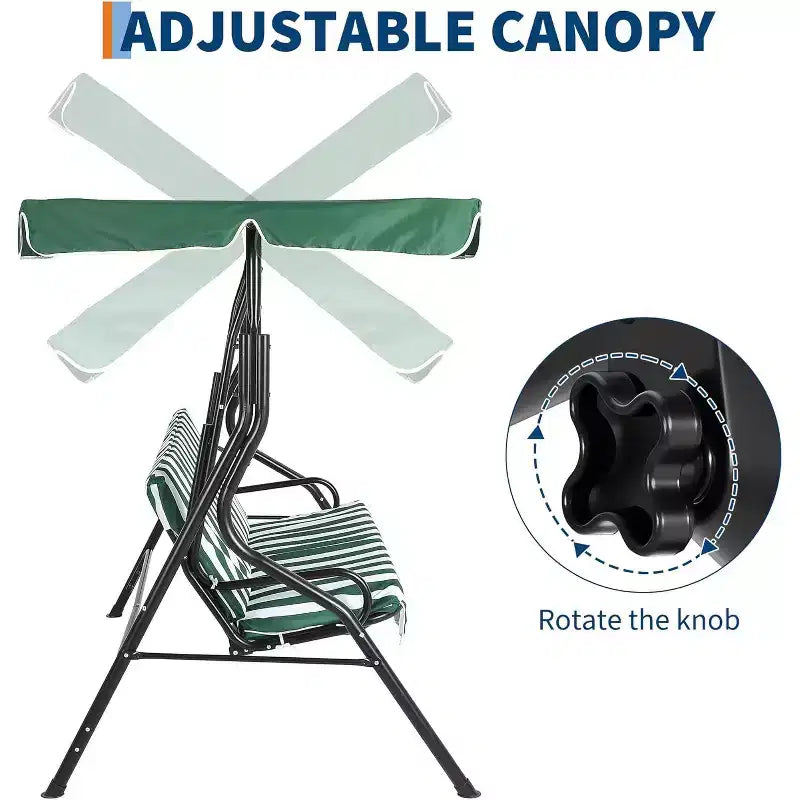 Balançoire de jardin 3 places GustoWave résistante aux intempéries avec auvent réglable, coussins épais et cadre en acier, pour terrasse/jardin/porche