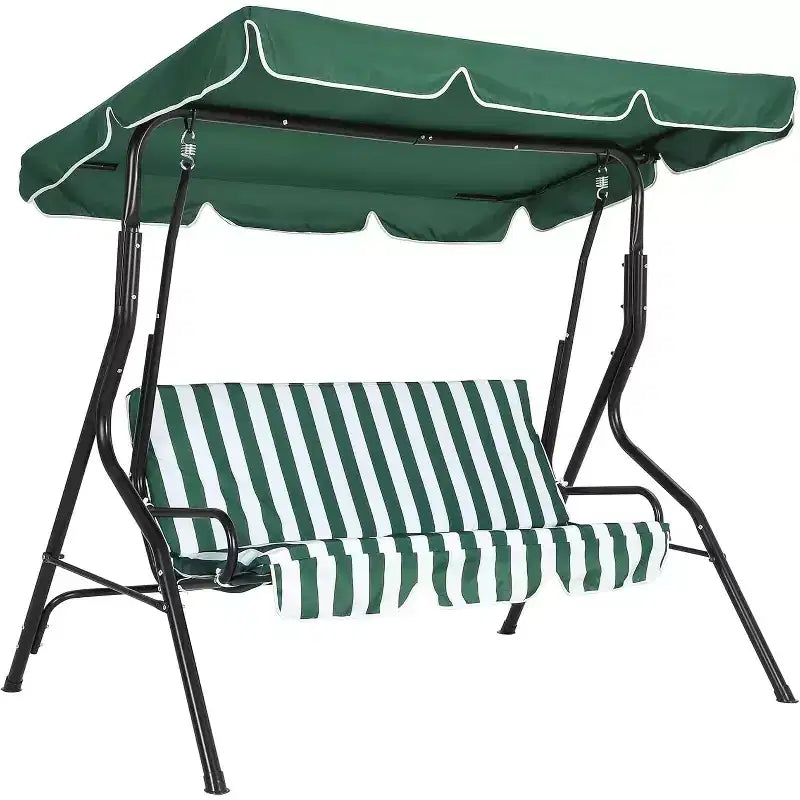 Balançoire de jardin 3 places GustoWave résistante aux intempéries avec auvent réglable, coussins épais et cadre en acier, pour terrasse/jardin/porche