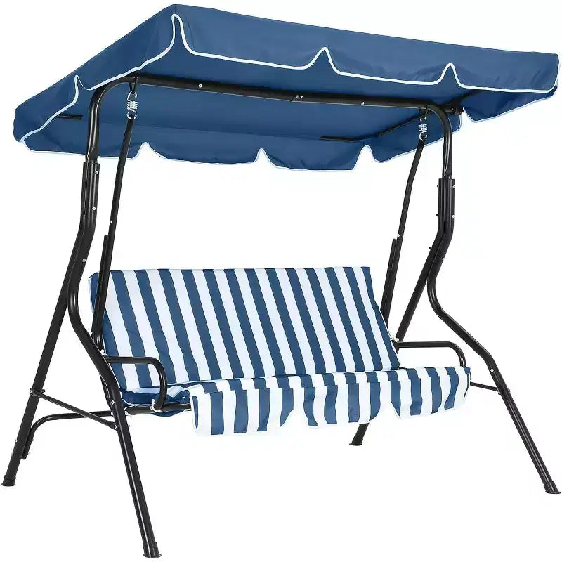 Balançoire de jardin 3 places GustoWave résistante aux intempéries avec auvent réglable, coussins épais et cadre en acier, pour terrasse/jardin/porche