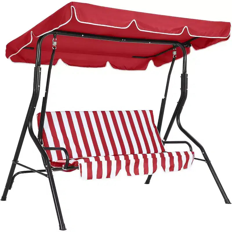 Balançoire de jardin 3 places GustoWave résistante aux intempéries avec auvent réglable, coussins épais et cadre en acier, pour terrasse/jardin/porche