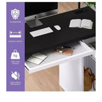 Bureau d'ordinateur de 57 pouces avec classeur, plateau de clavier, bureau d'ordinateur noir et blanc en acier avec 5 tiroirs, bureau de direction avec prises de courant