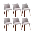Modern Wing Back Dining Chairs Set of 6 - Upholstered, Thick Cushions, Wood Legs, Leveling Feet - Kitchen Dining Room, Linen or PU Leather,Gray
