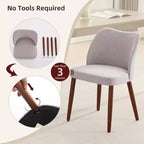 Lot de 6 chaises de salle à manger modernes à dossier ailé - Rembourrées, coussins épais, pieds en bois, pieds réglables - Cuisine Salle à manger, Lin ou cuir PU, Gris