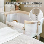 Fodoss Lit Cododo Bébé avec Roues, 7 Hauteurs Réglables, Beige