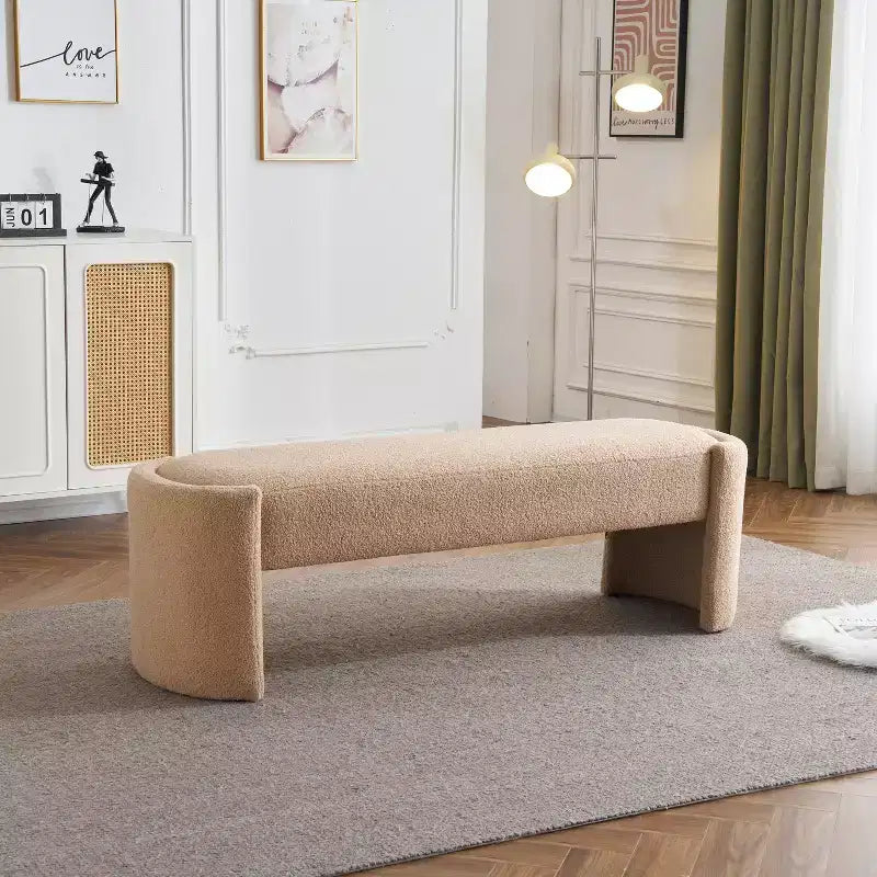 Banc ottoman, Pouf rembourré minimaliste avec cadre en bois, Banc de bout de lit/d'entrée/de chambre à coucher/de salon/de bureau à domicile