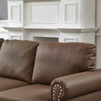 MAYEERTY 59,5 Canapé causeuse classique moderne avec clous en cuir de vachette d'imitation pour salon, marron