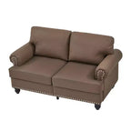 MAYEERTY 59,5 Canapé causeuse classique moderne avec clous en cuir de vachette d'imitation pour salon, marron