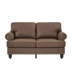 MAYEERTY 59,5 Canapé causeuse classique moderne avec clous en cuir de vachette d'imitation pour salon, marron